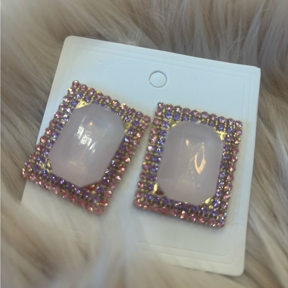 Elegant Pink and Purple Gemstone Earrings